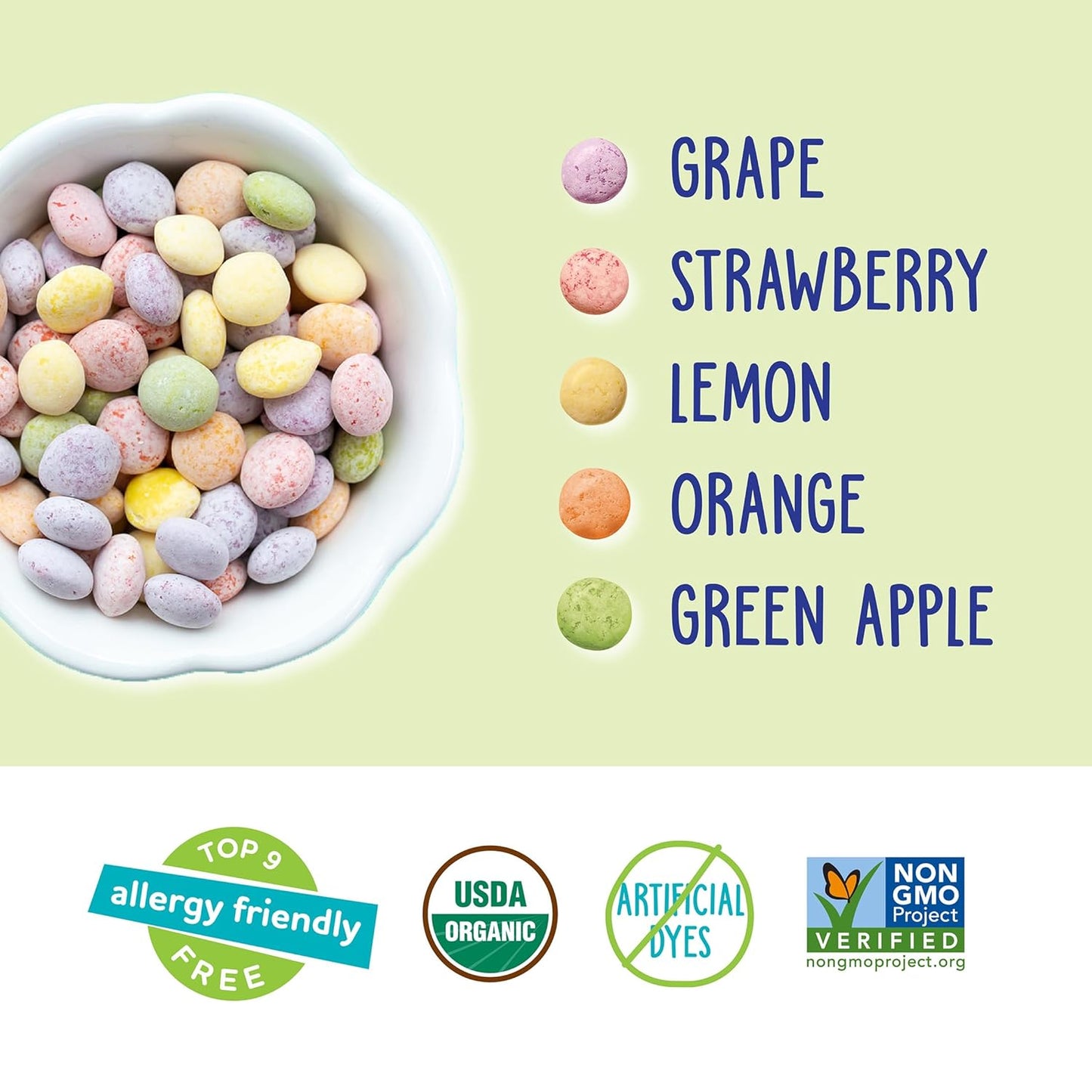 Organic Sour Giggles Chewy Candy - Allergy Friendly (Top 9 Free), No Artificial Dyes or Flavors, Non GMO, Gluten Free, Vegan - Individually Wrapped Sour Snack Packs - 0.5 Ounce (Pack of 10)