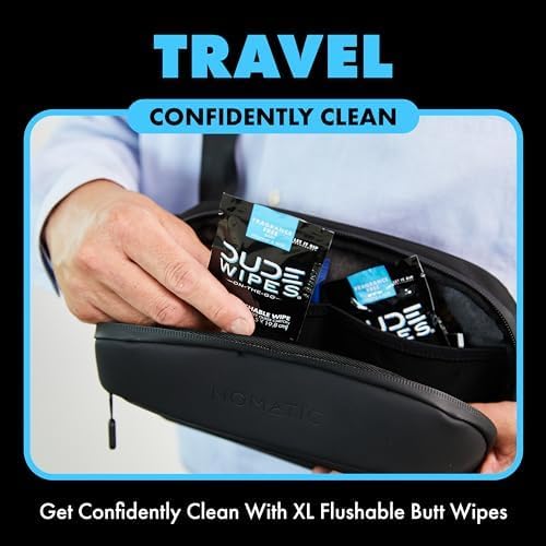 - On-The-Go Flushable Wipes - 2 Pack, 60 Wipes - Unscented Extra-Large Individually Wrapped Adult Wet Wipes - Vitamin E & Aloe - Septic and Sewer Safe