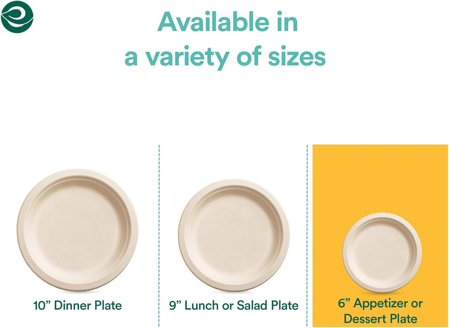 100% Compostable 6 Inch Small Paper Plates (100-Pack) Disposable Party Heavy Duty, Eco-Friendly, Appetizer, Dessert, Wedding Plates I Biodegradable Unbleached Sugarcane Eco Plates