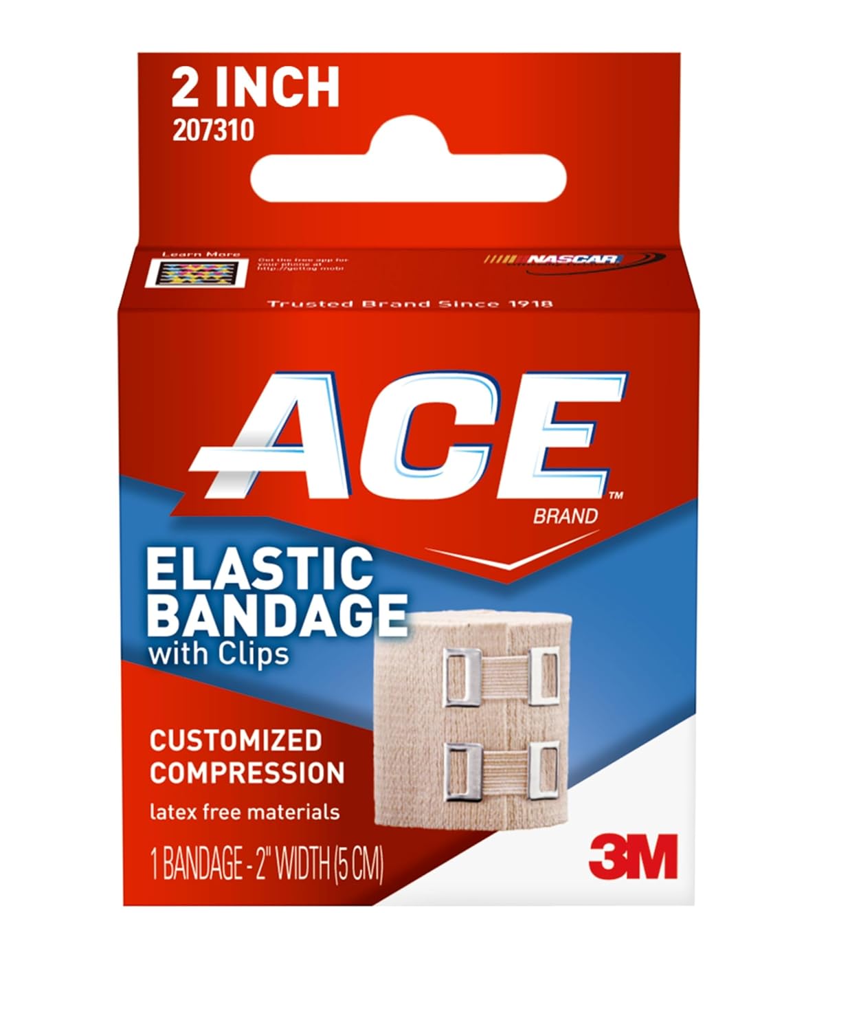 Brand 2 Inch Elastic Bandage with Clips Beige 2 in X 51.2 in Great for Elbow Ankle Knee & More Comfortable Design for Prolonged Wear Easy-To-Use Wrap Design (207310)