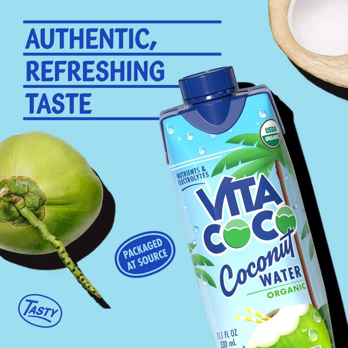 Coconut Water, Pure Organic | Refreshing Coconut Taste | Natural Electrolytes | Vital Nutrients | 11.1 Oz (Pack of 12)