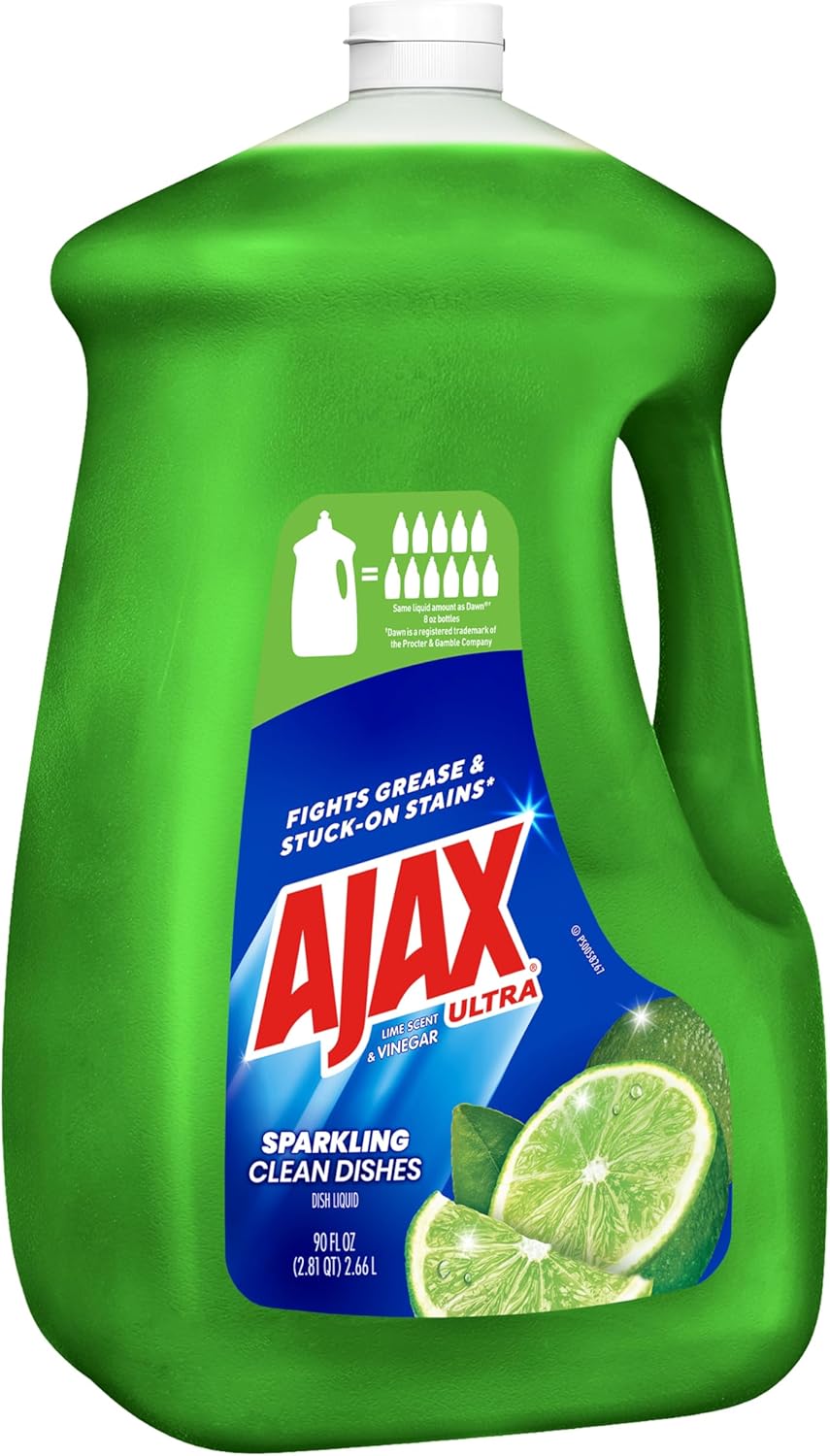 Ultra Liquid Dish Soap Vinegar and Lime Scent, Sparkling Clean Dishes, 90 Fl Oz Bottle