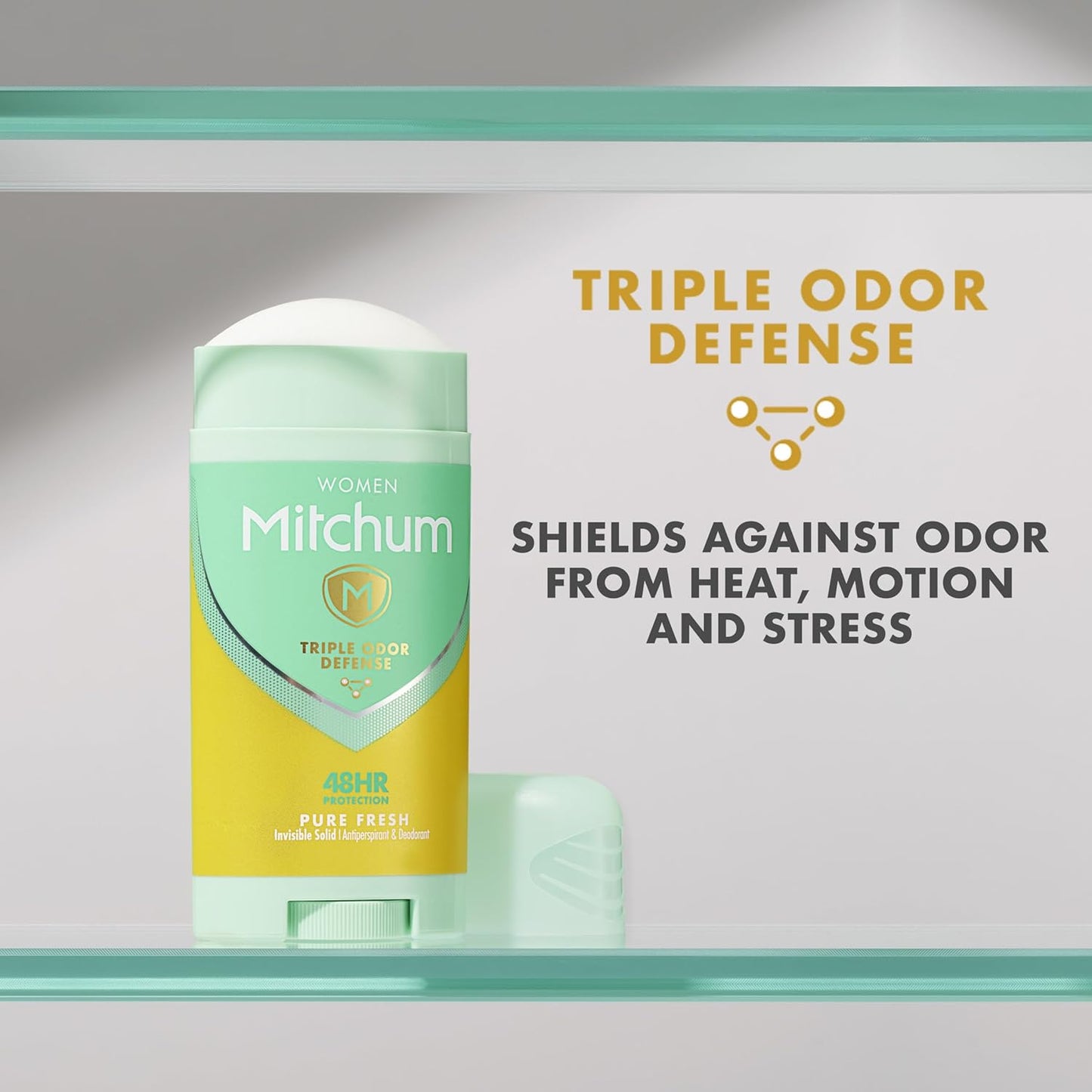 Women Triple Odor Defense Invisible Solid Antiperspirant Deodorant, Pure Fresh, 2.7 Oz