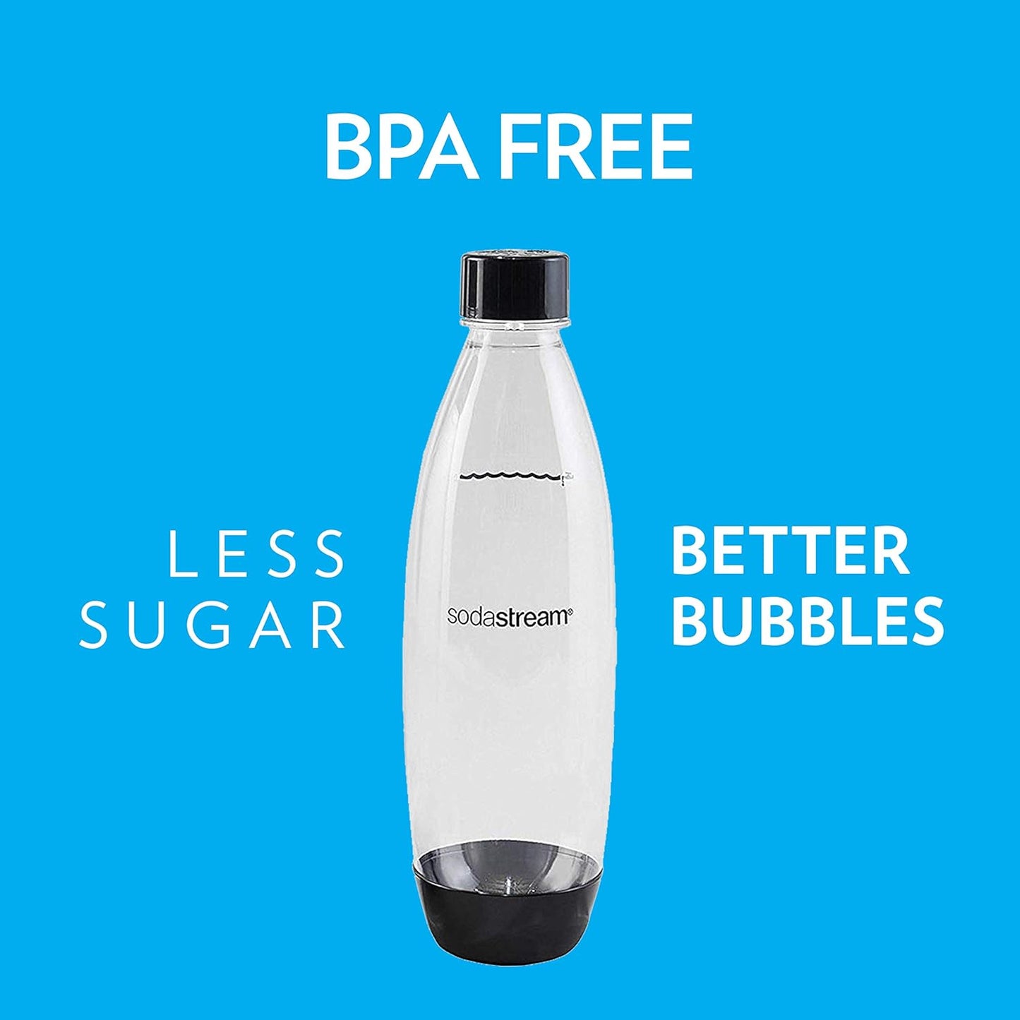 Black 1L Slim Carbonating Bottles Twin Pack, Pack of 2