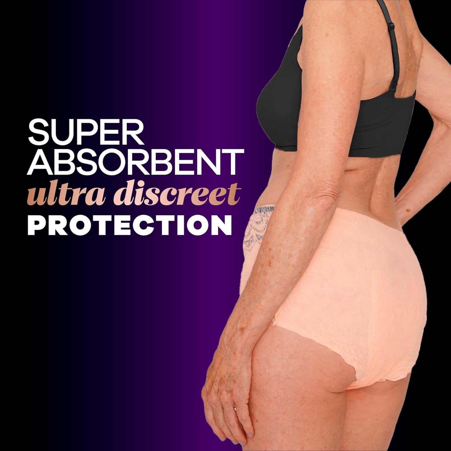 Boutique Incontinence and Postpartum Underwear for Women, Maximum Protection, Large, Rosy, 18 Count