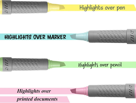 Brite Liner Grip Pastel Highlighter Set, Chisel Tip, 12-Count Pack of Pastel Highlighters in Assorted Colors, Cute Highlighters for Bullet Journaling, Note Taking and More
