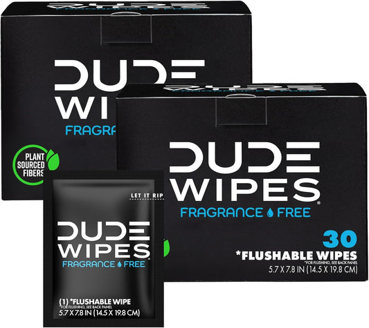 - On-The-Go Flushable Wipes - 2 Pack, 60 Wipes - Unscented Extra-Large Individually Wrapped Adult Wet Wipes - Vitamin E & Aloe - Septic and Sewer Safe