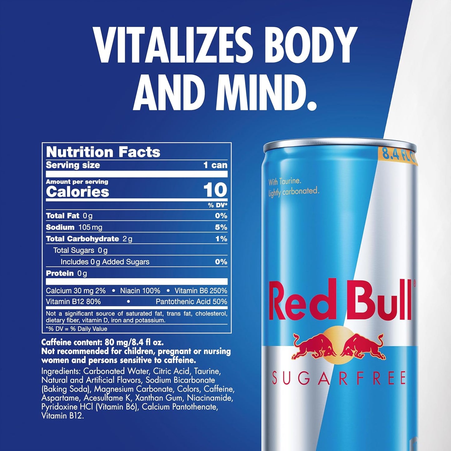 Sugar Free Energy Drink, 8.4 Fl Oz, 24 Cans (6 Packs of 4)