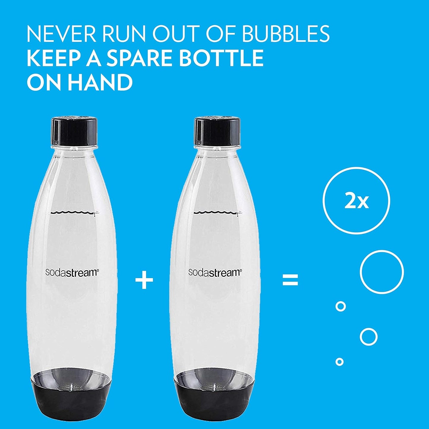 Black 1L Slim Carbonating Bottles Twin Pack, Pack of 2