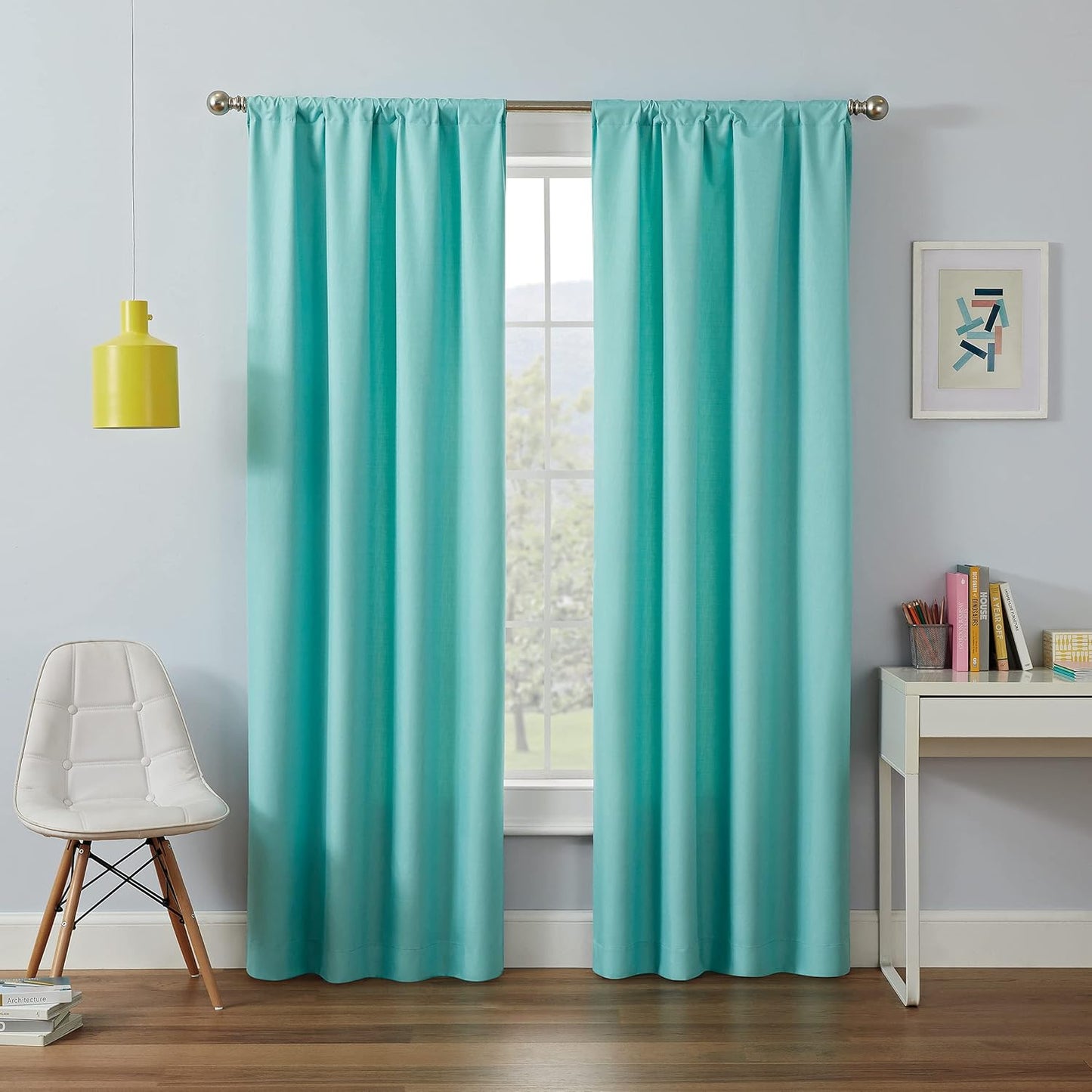 Kendall Modern Blackout Thermal Rod Pocket Window Curtain for Bedroom or Living Room (1 Panel), 42 X 63, Pool