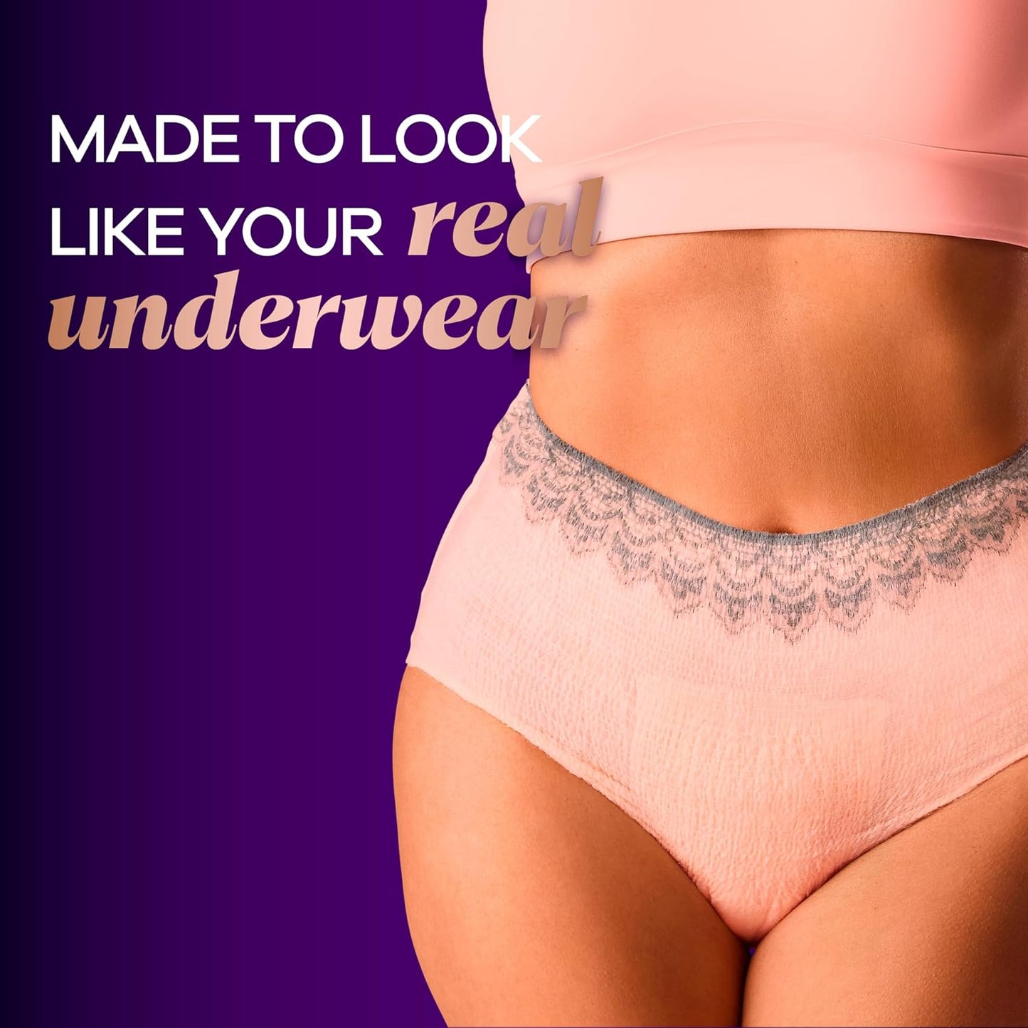 Boutique Incontinence and Postpartum Underwear for Women, Maximum Protection, Large, Rosy, 18 Count