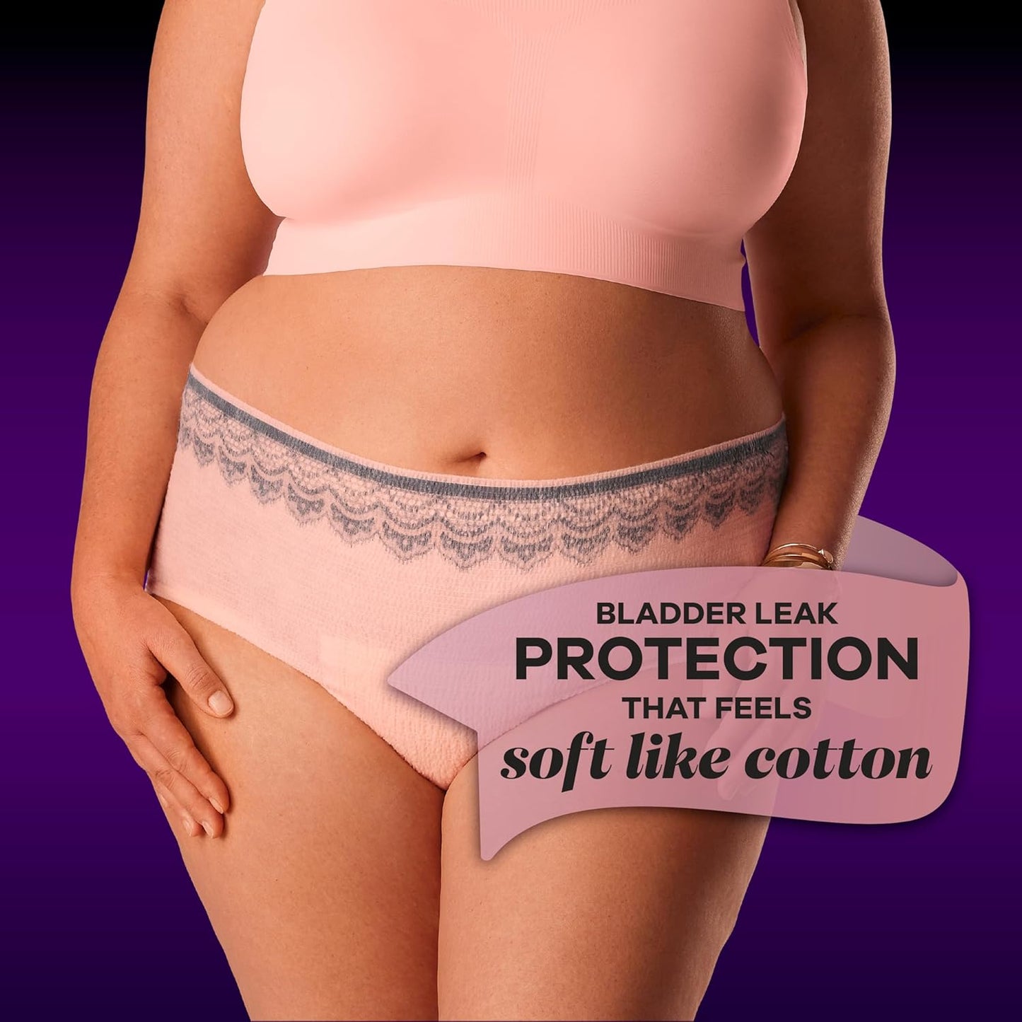 Boutique Incontinence and Postpartum Underwear for Women, Maximum Protection, Large, Rosy, 18 Count