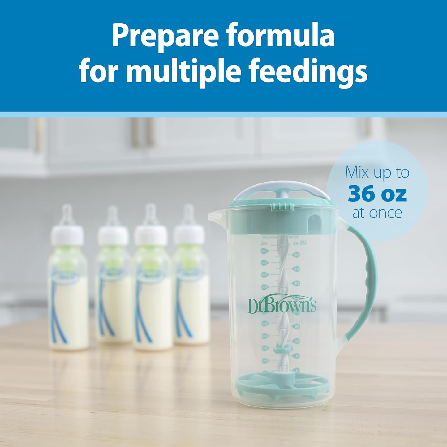 Dr. Brown'S Baby Formula Mixing Pitcher with Adjustable Stopper, Locking Lid & N
