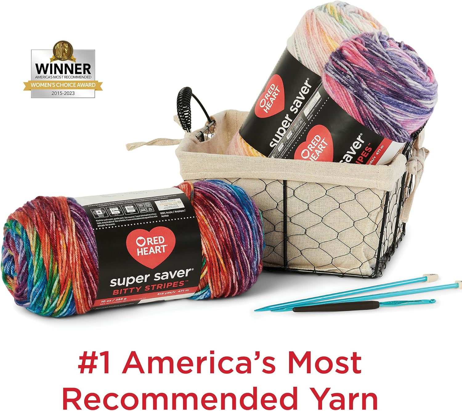 Super Saver Bitty Stripes Sunset Beach Yarn - 2 Pack of 10Oz/283G - 100% Acrylic - #4 Worsted (Medium) - 515 Yards - Knitting/Crochet