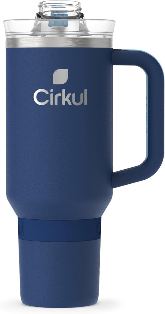 40Oz. Midnight Blue Stainless Steel Tumbler with Handle, All-Day Strawsip™, Double-Wall Insulated
