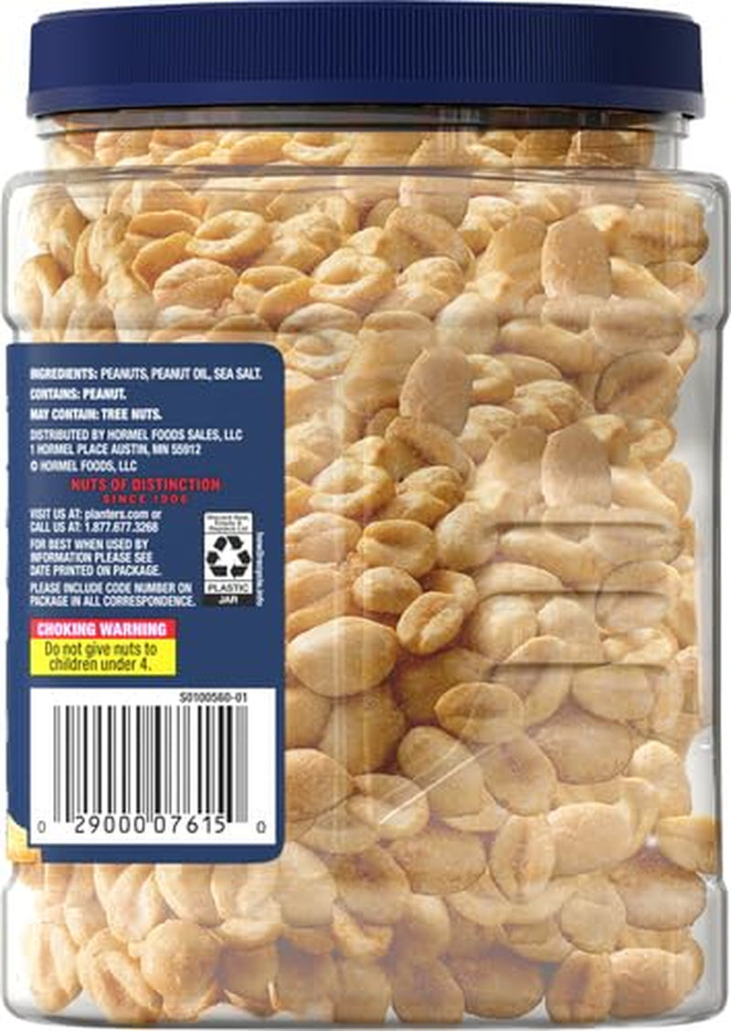 Salted Peanuts Cocktail, Party Snack, Plant-Based Protein, after School Snack, Roasted in Peanut Oil, Salted Nuts, Snacks for Adults, Bulk Nuts, Kosher, 2.19Lb Jar