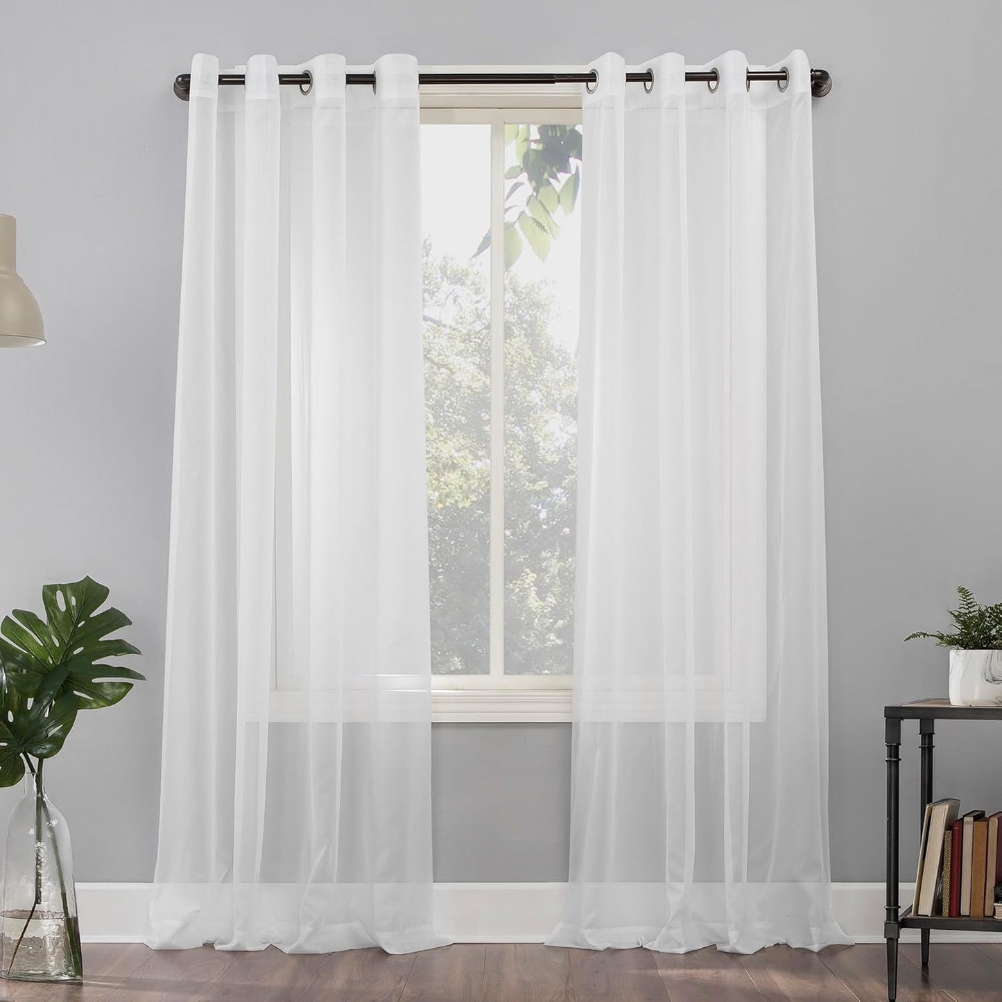 Emily Sheer Voile Grommet Curtain Panel, 59" X 95", White
