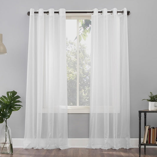 Emily Sheer Voile Grommet Curtain Panel, 59" X 95", White