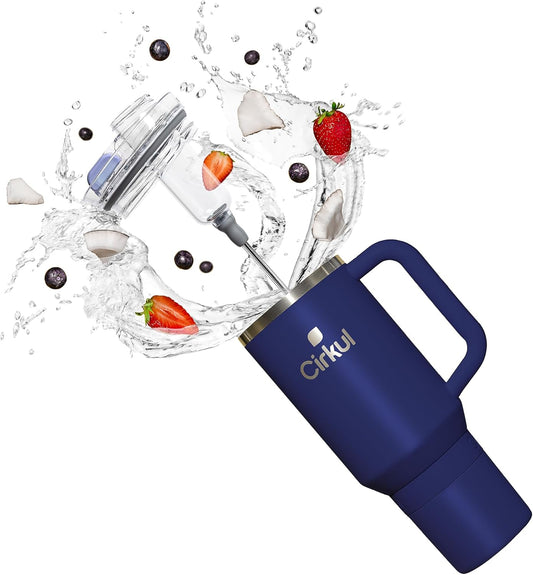 40Oz. Midnight Blue Stainless Steel Tumbler with Handle, All-Day Strawsip™, Double-Wall Insulated