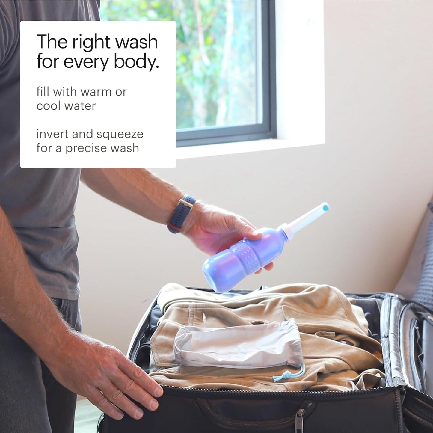 Gospa Travel Bidet GS-70 Easy-To-Use Portable Bidet with Convenient Nozzle Storage, Travel Bag, 400 Ml Capacity, and Angled Nozzle Spray