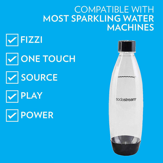Black 1L Slim Carbonating Bottles Twin Pack, Pack of 2