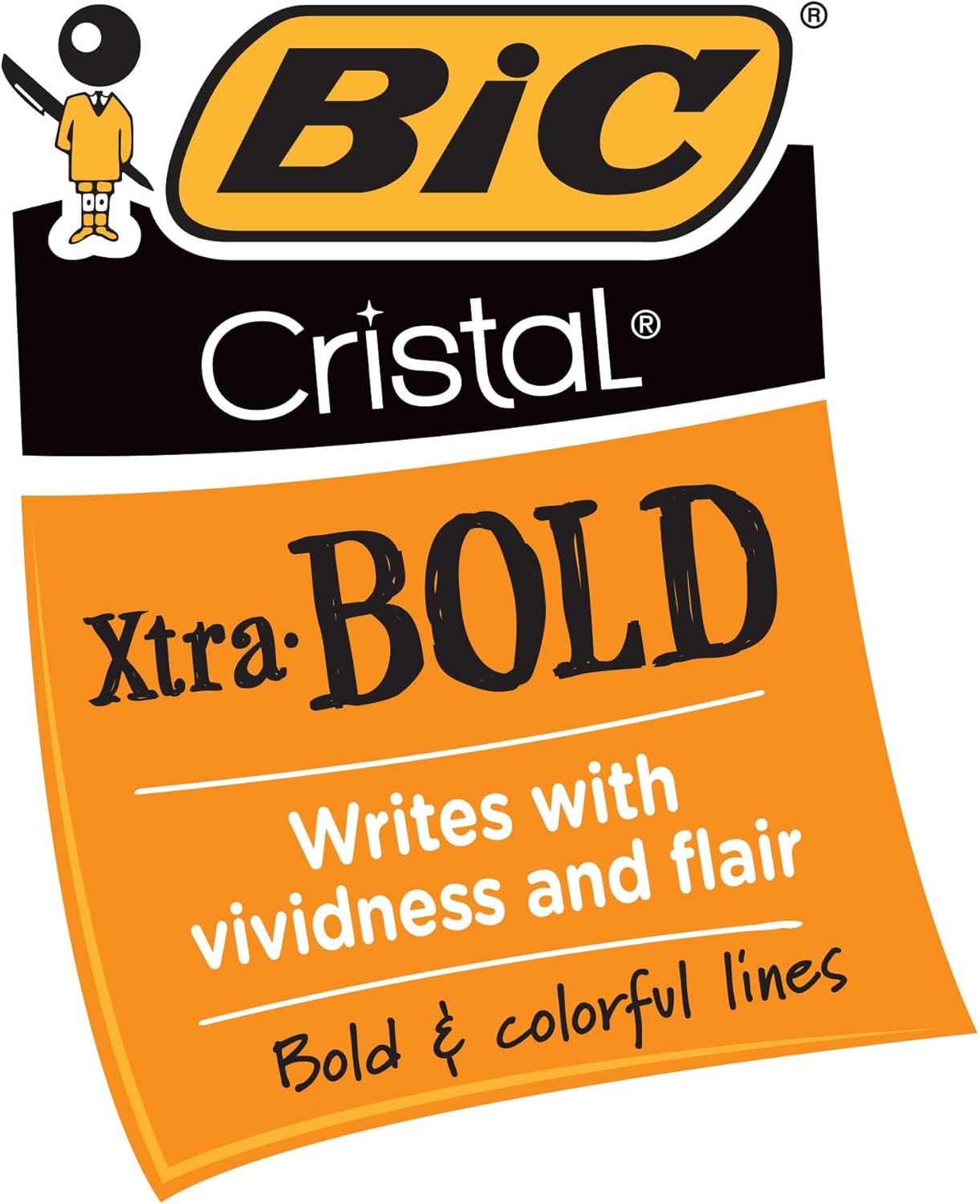 Cristal Xtra Bold Ballpoint Pens, Bold Point (1.6Mm) for Vivid and Dramatic Lines, Black Ink, 24-Count Pack, Perfect Ink Pens