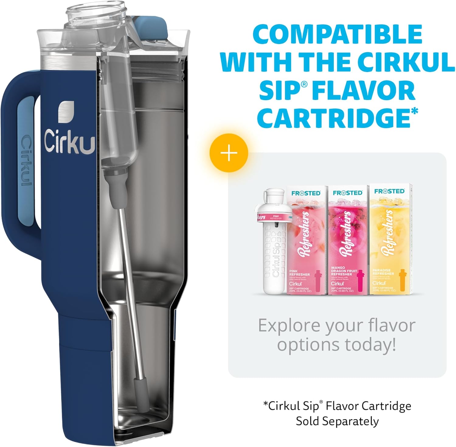 40Oz. Midnight Blue Stainless Steel Tumbler with Handle, All-Day Strawsip™, Double-Wall Insulated
