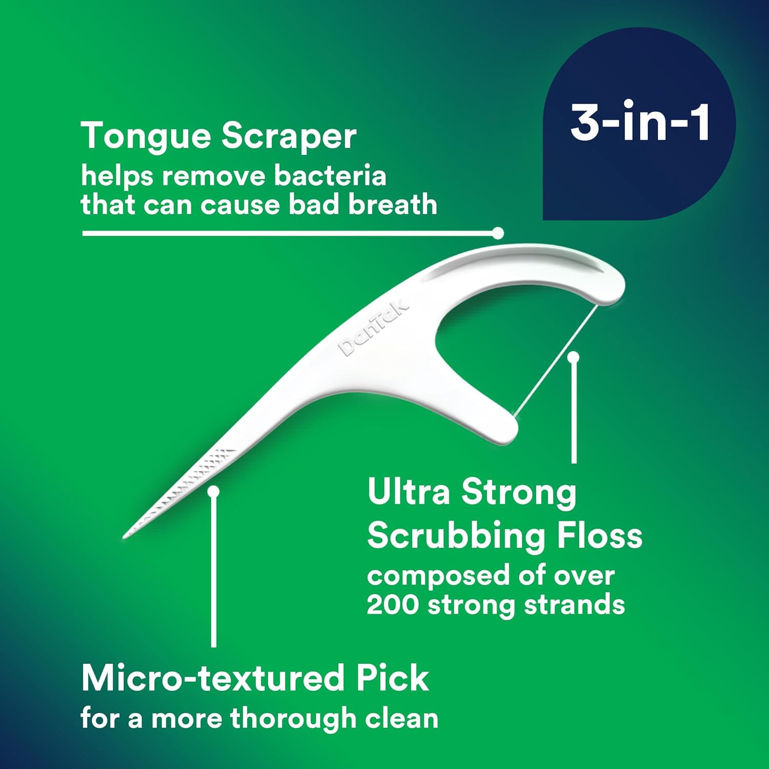 Advanced Clean Floss Picks with No Break & No Shred Dental Floss, Plaque Remover, 90 Count