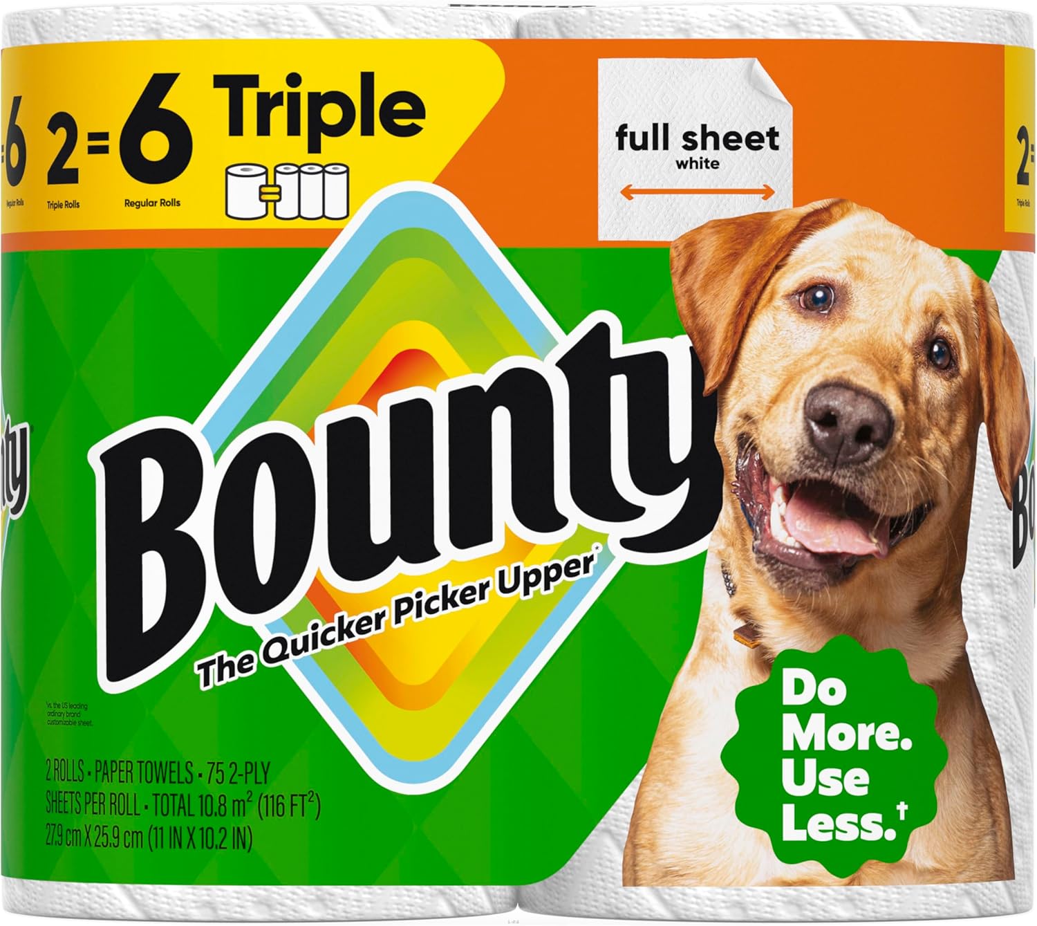 Full Sheet Paper Towels, White, 2 Triple Rolls = 6 Regular Rolls (Packaging May Vary)