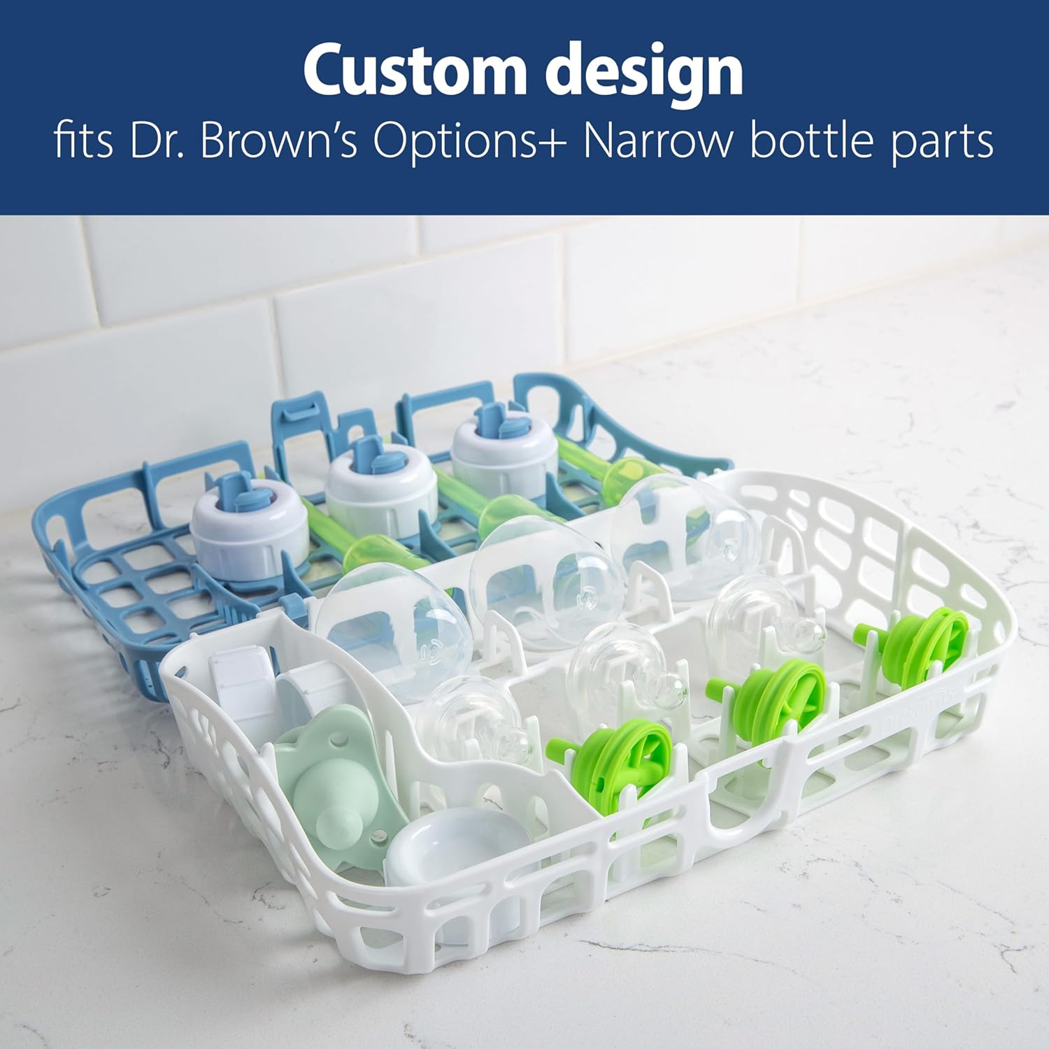 Dishwasher Basket for Small Baby Bottle Parts, Pacifiers, and Accessories, Clean, Store and Organize Newborn Essentials, BPA Free