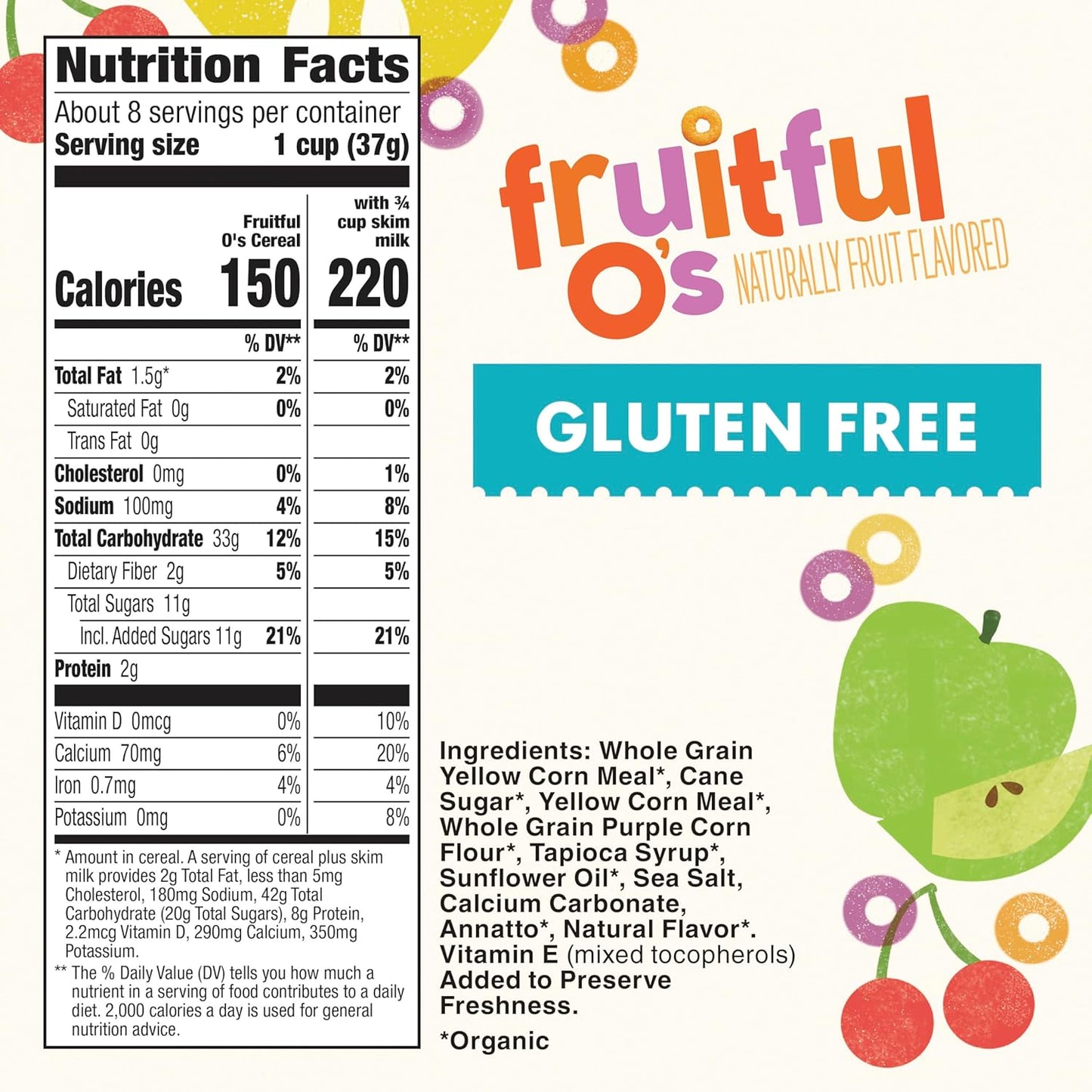 Organic Cereal, Fruitful O'S, 10.2 Oz