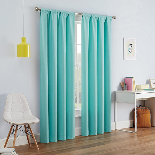 Kendall Modern Blackout Thermal Rod Pocket Window Curtain for Bedroom or Living Room (1 Panel), 42 X 63, Pool