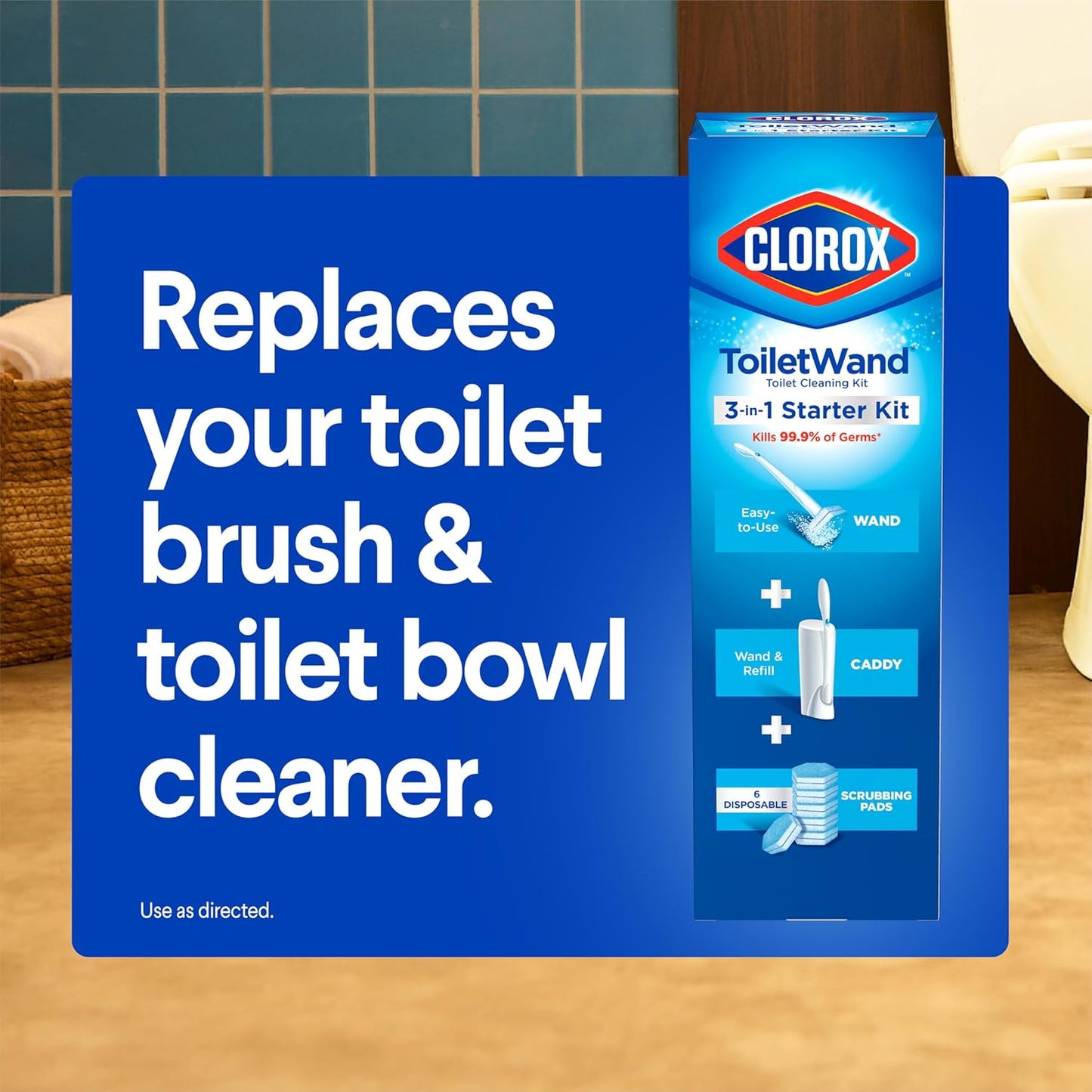 Toiletwand Toilet Cleaning Kit, Toiletwand, Caddy and 6 Refills, Pack of 6 (Pack May Vary)
