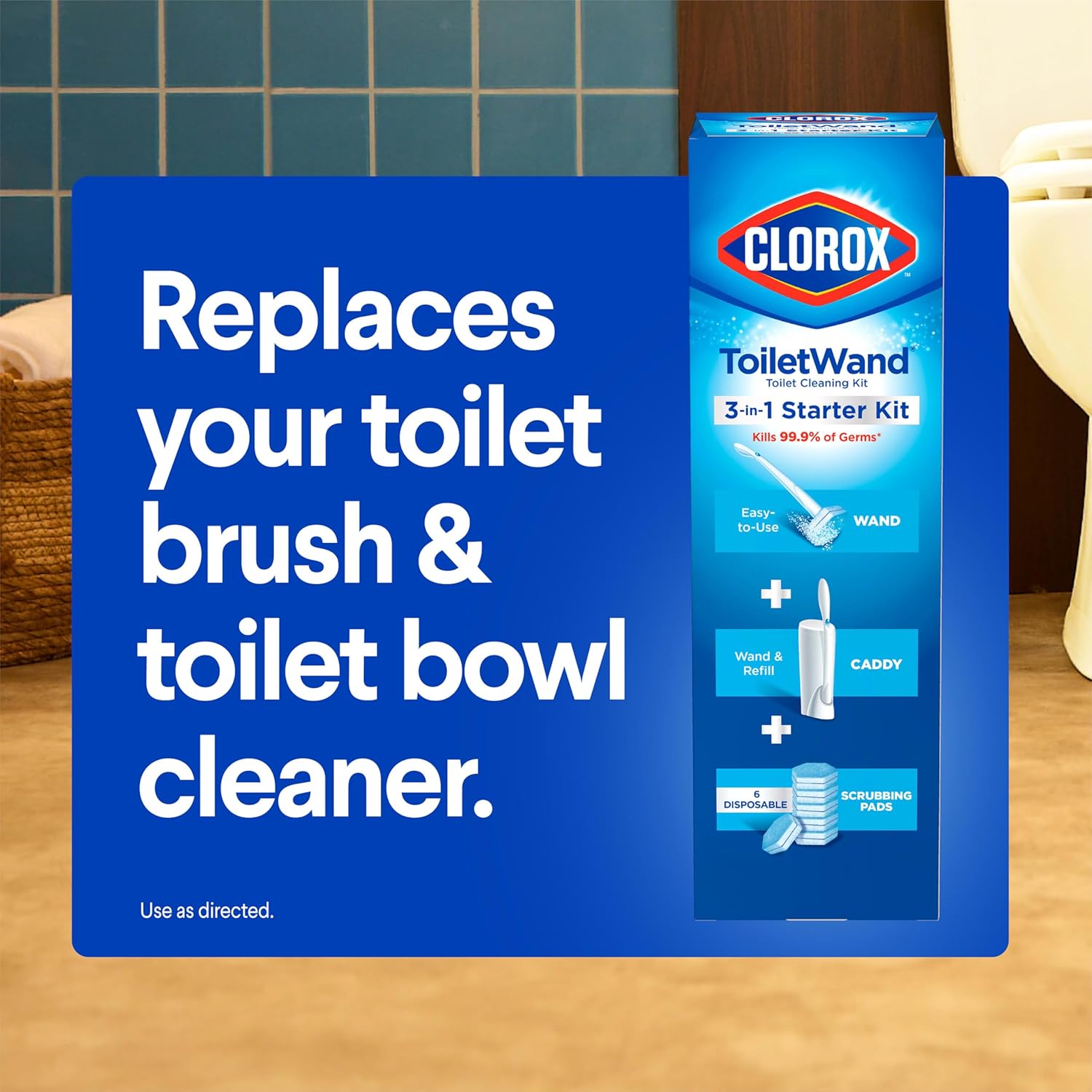 Toiletwand Toilet Cleaning Kit, Toiletwand, Caddy and 6 Refills, Pack of 6 (Pack May Vary)