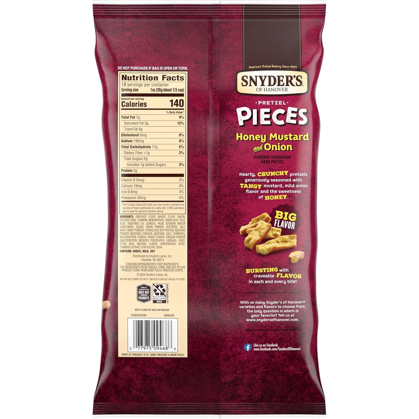 Honey Mustard & Onion Flavored Pretzel Pieces, 18 Oz