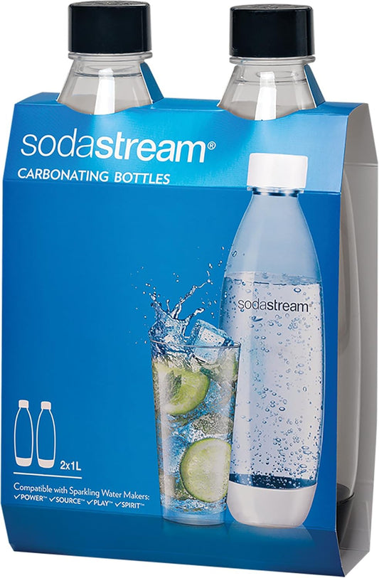 Black 1L Slim Carbonating Bottles Twin Pack, Pack of 2