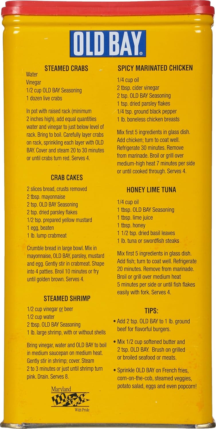 OLD BAY Seasoning, 16 Oz - One 16 Ounce Fan-Favorite Tin Can of OLD BAY All-Purpose Seasoning with Unique Blend of 18 Spices and Herbs for Crabs, Shrimp, Poultry, Fries, and More