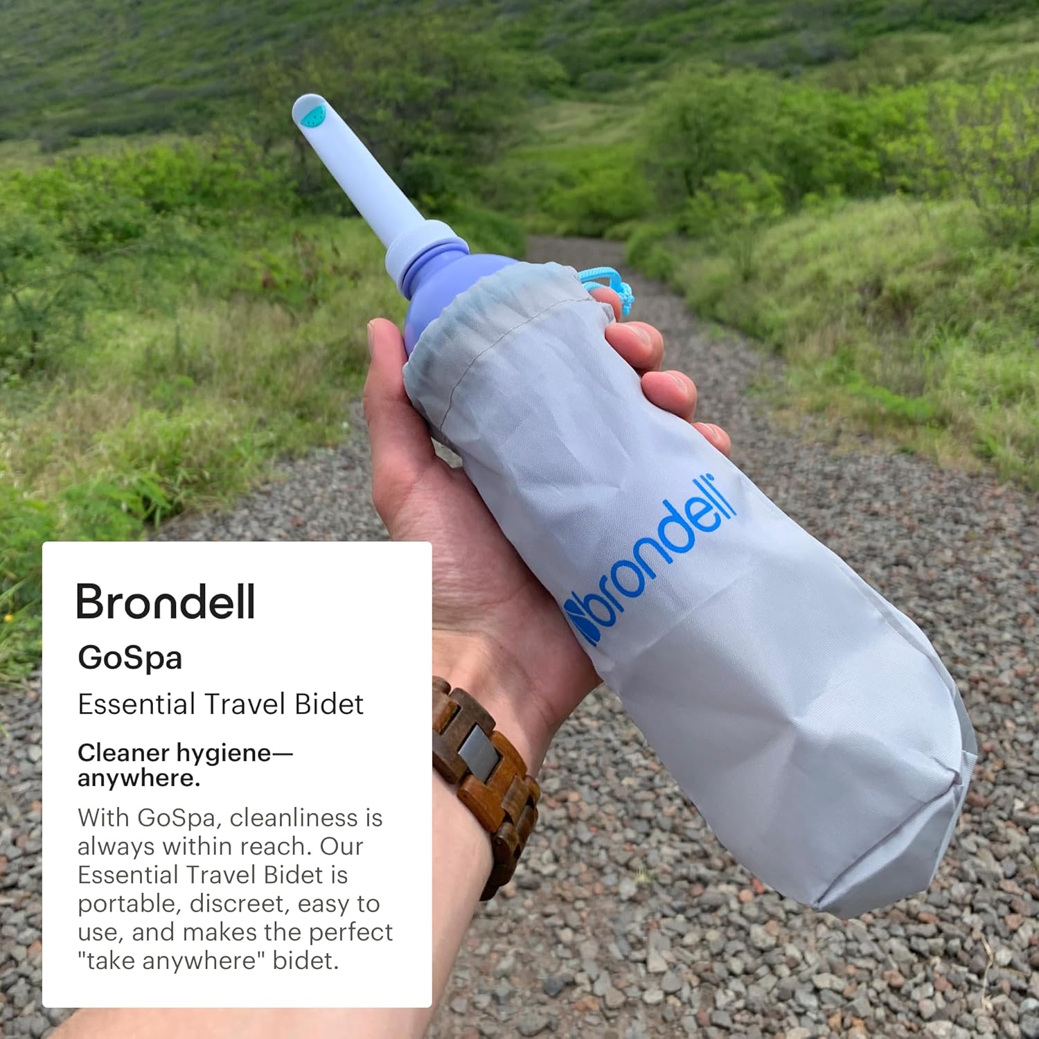 Gospa Travel Bidet GS-70 Easy-To-Use Portable Bidet with Convenient Nozzle Storage, Travel Bag, 400 Ml Capacity, and Angled Nozzle Spray