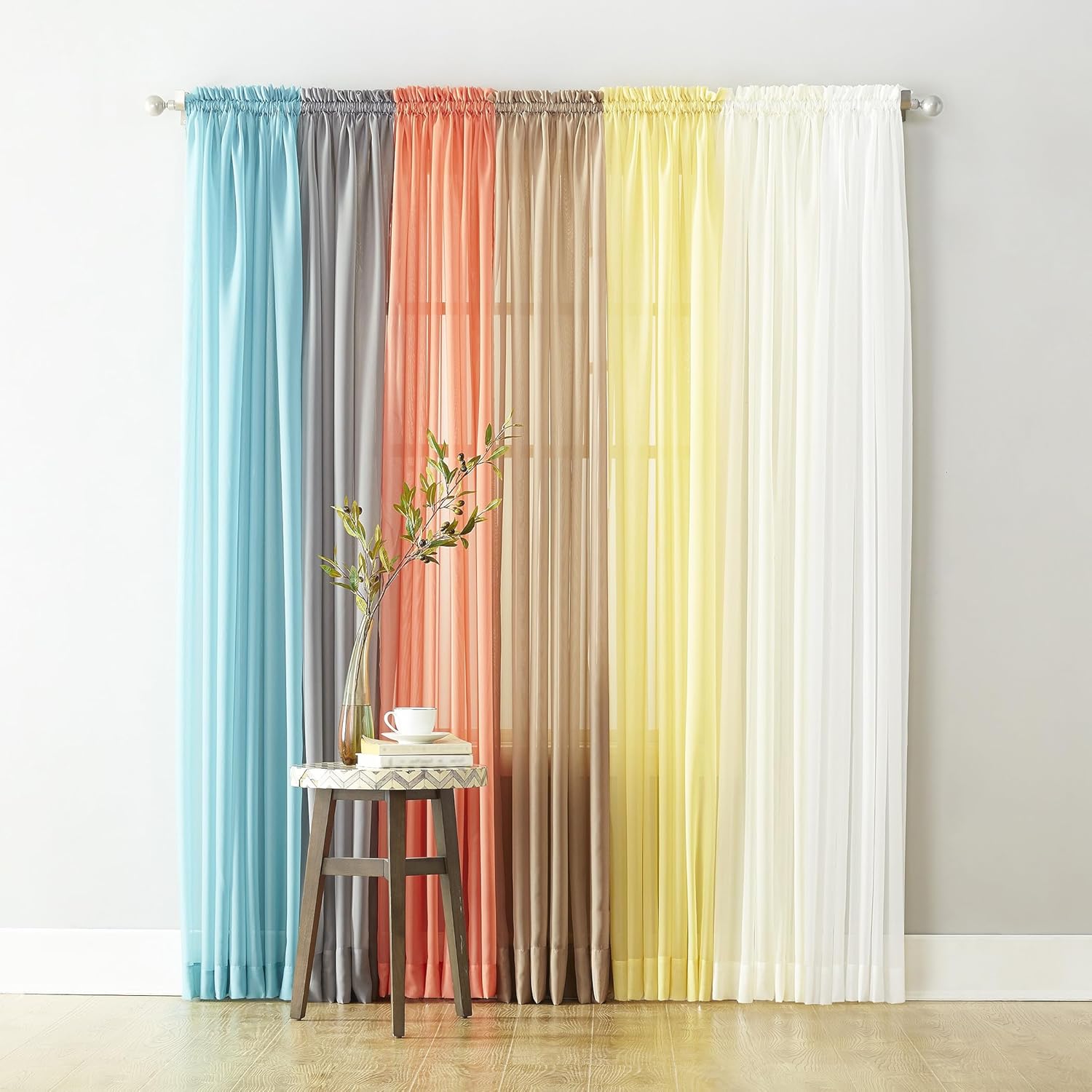 Emily Sheer Voile Grommet Curtain Panel, 59" X 95", White