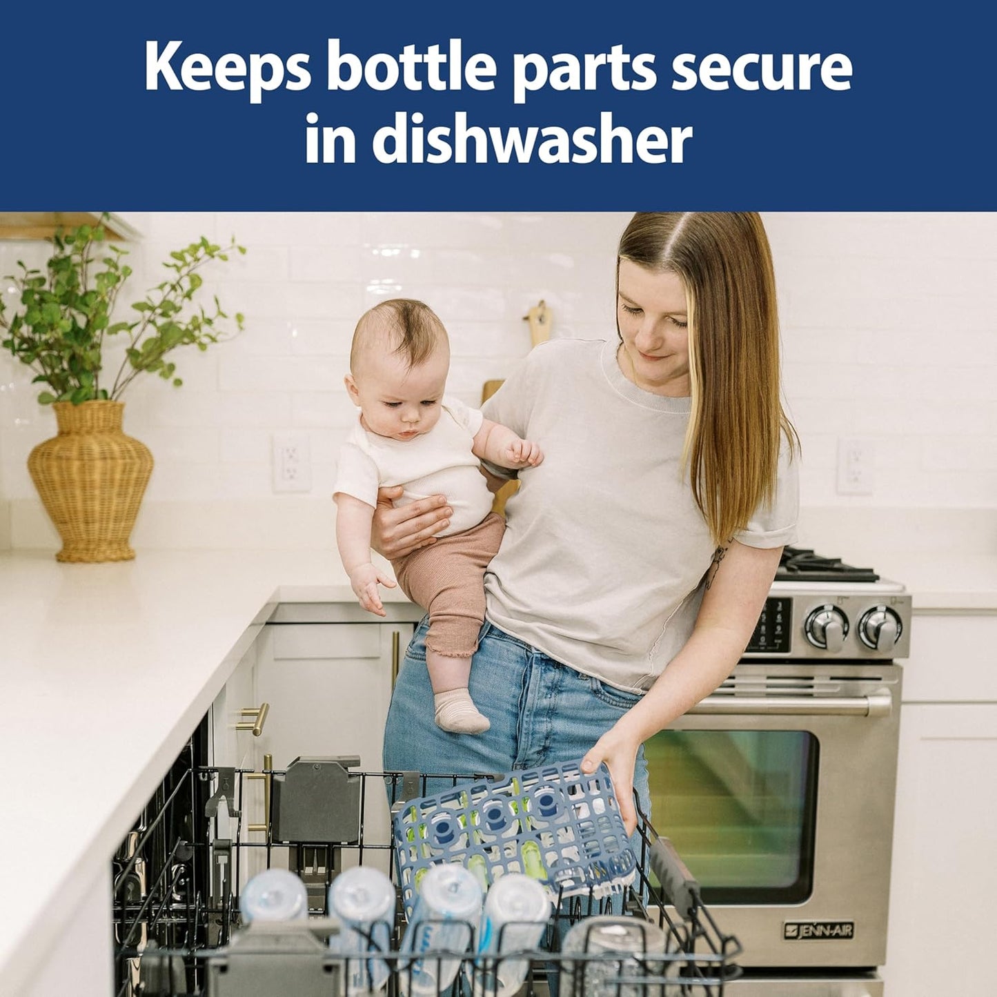 Dishwasher Basket for Small Baby Bottle Parts, Pacifiers, and Accessories, Clean, Store and Organize Newborn Essentials, BPA Free