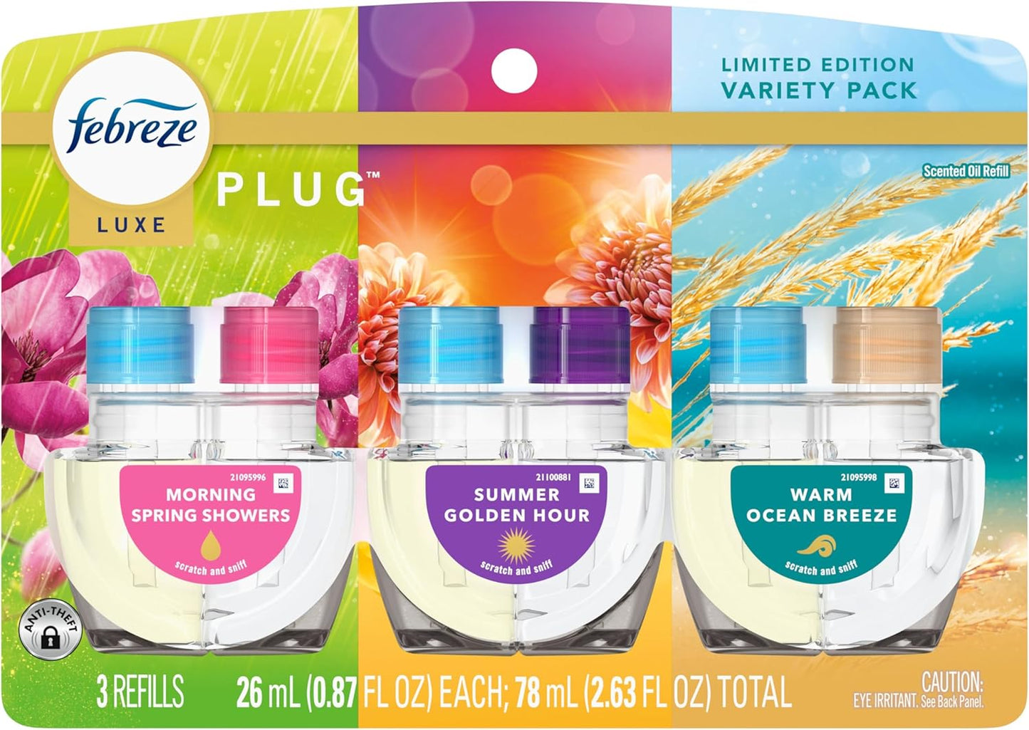 Plug in Air Freshener, Odor-Fighting Scented Oil Refill, Spring Fruit Mix, 3 Refill