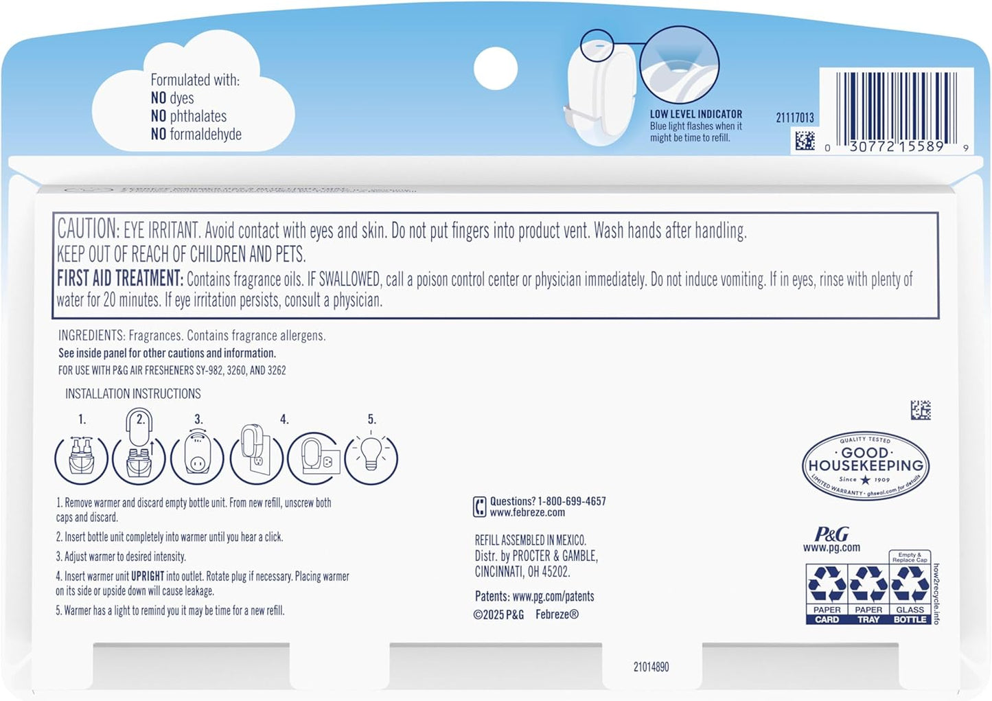 Plug in Air Freshener, Odor-Fighting Scented Oil Refill, Spring Fruit Mix, 3 Refill