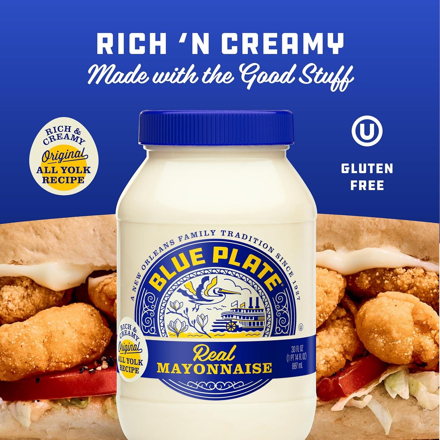 Real Mayonnaise, Homestyle Mayo for Chicken Salad to Deviled Eggs, 30 Fl Oz Jar (Pack of 1)
