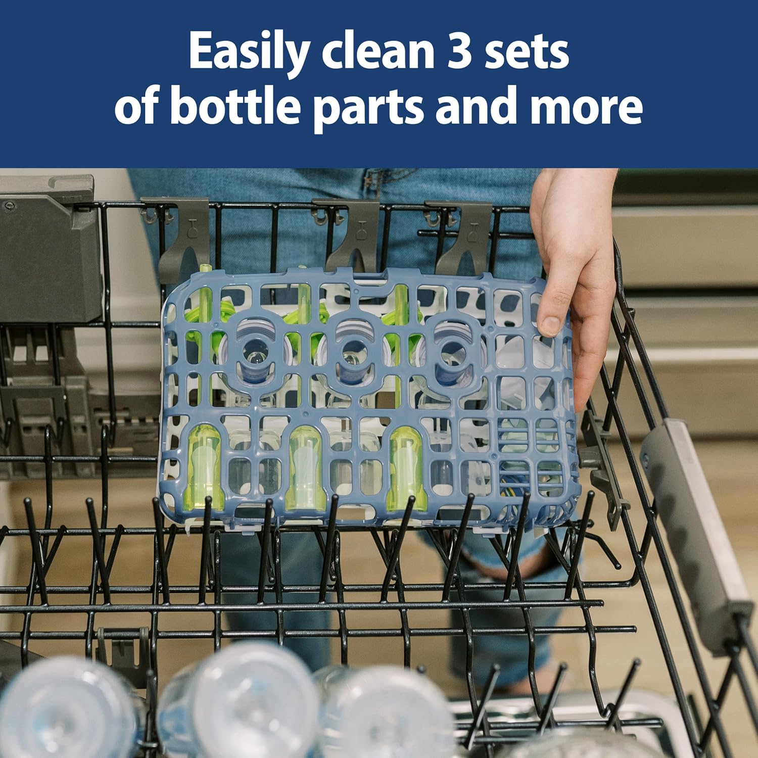 Dishwasher Basket for Small Baby Bottle Parts, Pacifiers, and Accessories, Clean, Store and Organize Newborn Essentials, BPA Free