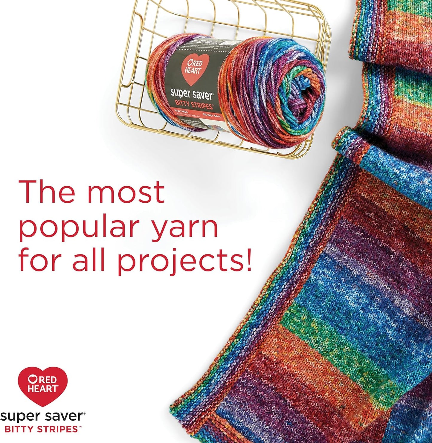 Super Saver Bitty Stripes Sunset Beach Yarn - 2 Pack of 10Oz/283G - 100% Acrylic - #4 Worsted (Medium) - 515 Yards - Knitting/Crochet