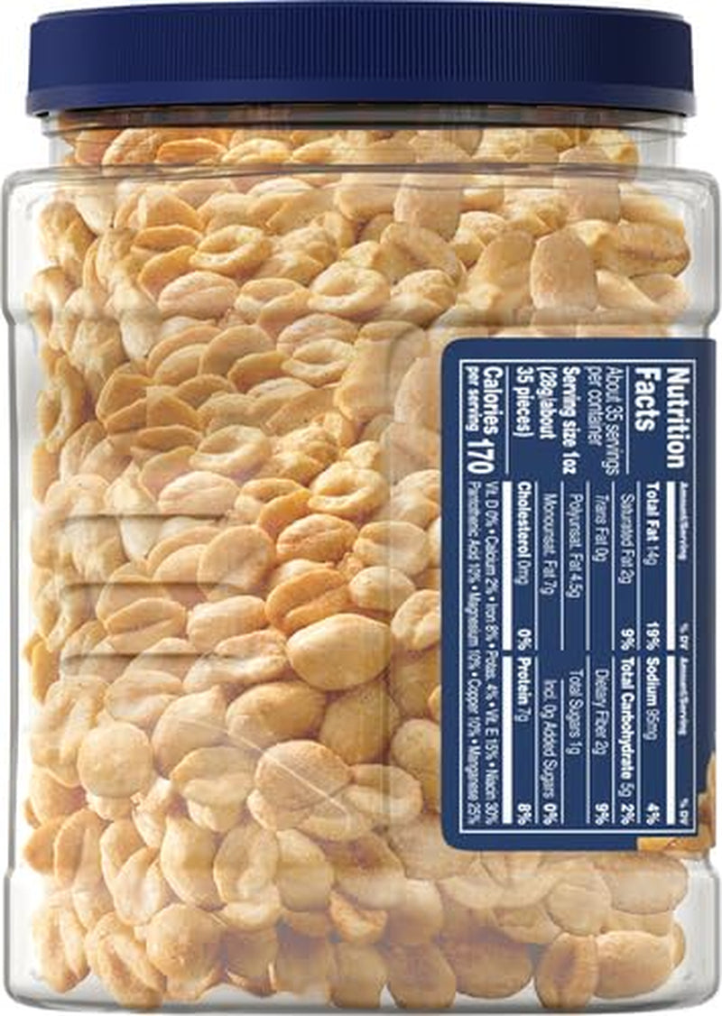 Salted Peanuts Cocktail, Party Snack, Plant-Based Protein, after School Snack, Roasted in Peanut Oil, Salted Nuts, Snacks for Adults, Bulk Nuts, Kosher, 2.19Lb Jar