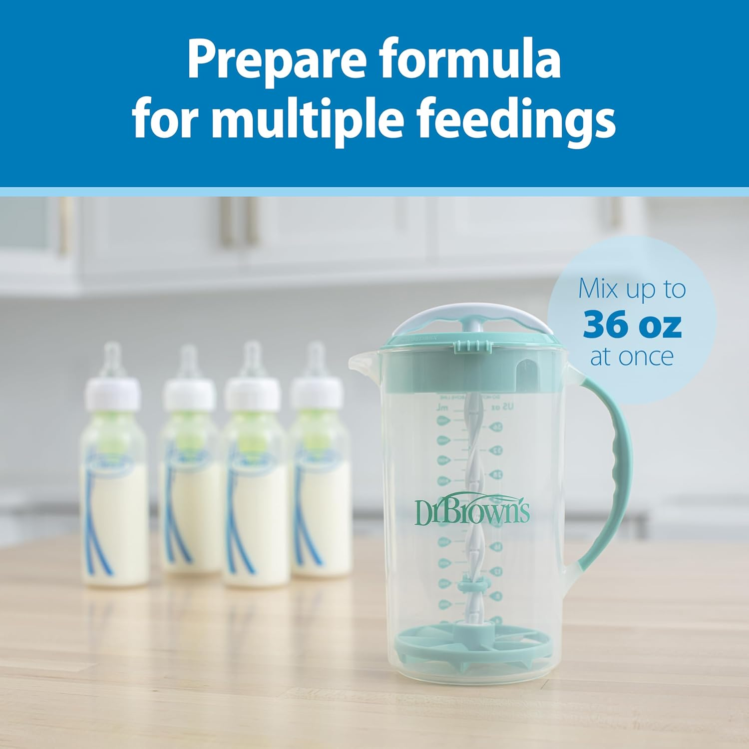 Dr. Brown'S Baby Formula Mixing Pitcher with Adjustable Stopper, Locking Lid & N